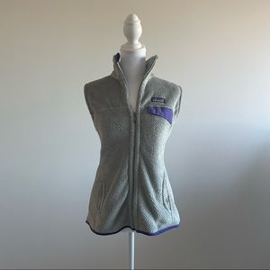 Patagonia Gray Vest with Purple Trim Size Medium